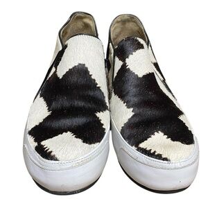 10 Crosby Derek Lam Jared Slip On Haircalf Sneakers Size 6.5 Black White